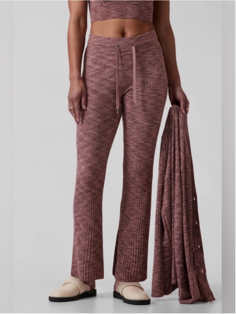 Athleta Revolve Ribbed Boot-Cut Lounge Pants in Tawny Rose Yoga Size Small